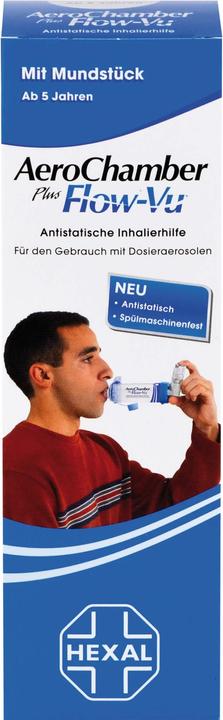 Actual product image Sandoz AeroChamber plus Flow-Vu with mouthpiece, 1 pc. Inhalation aid