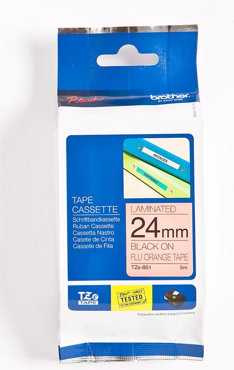 Produktbild Brother TZB51 24 Schwarz AUF Orange (2.40 cm, Orange, Schwarz)
