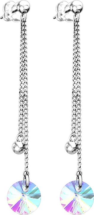 Star Piercing Ohrstecker silber mit Kugel freifallende Ketten mit Kugel und Kristall rund (ohne Messing, Chirurgenstahl 316L)