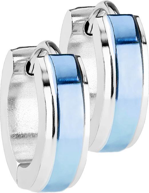Hollywood Body Jewelry Ohrring zum Klappen silber mit blauem Streifen dünn (ohne Messing, Chirurgenstahl 316L)