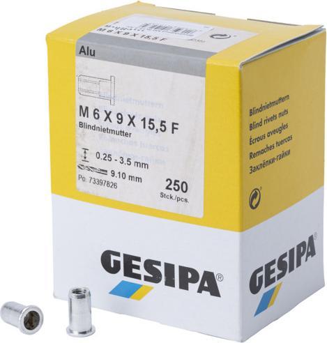 Produktbild Gesipa Blindnietmuttern M6 9x15,5 Alu