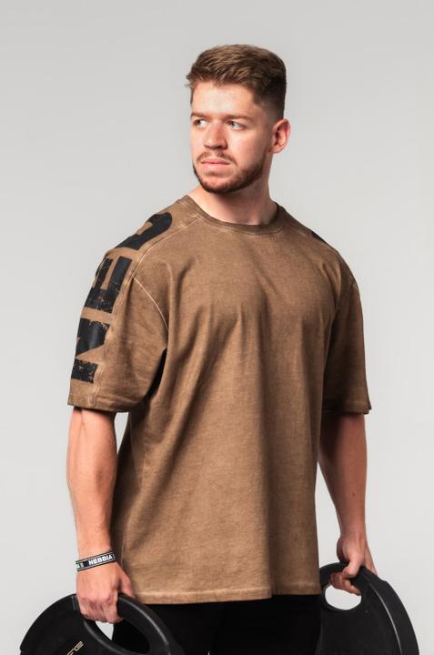 Immagine prodotto Nebbia Washed-off Oversized T-Shirt Lifting Club 368 - light brown (M)