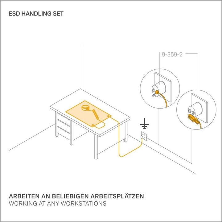 Actual product image Bernstein ESD handling set 6 pcs mat gray (900x610x2) strap 2 cables 2 grounding plugs