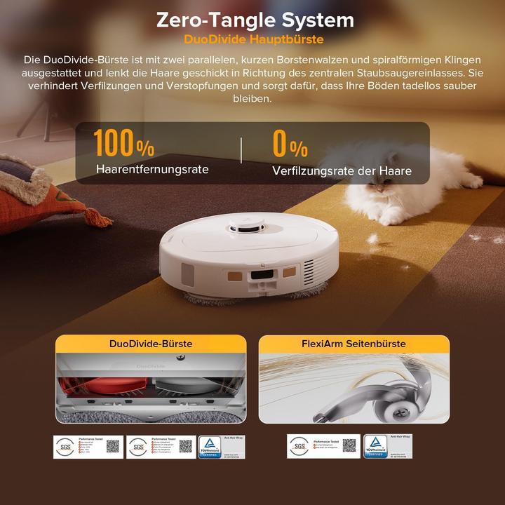Produktbild Roborock Qrevo S5V Saugroboter mit Wischfunktion&Hebarem Wischmopp,Zero-Tangle System,12000Pa,Weiss (Saugroboter)