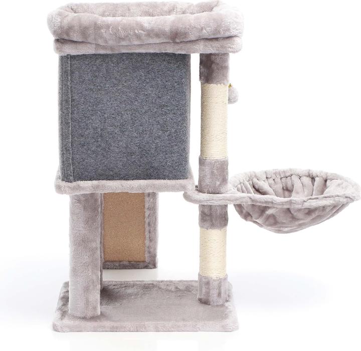 Actual product image Fudajo Cat Tree Grey w/Sisal 71.5cm Scratching Post w/Scratch Board, House, Resting Spot, Play Ball (71.50 cm, Grey)