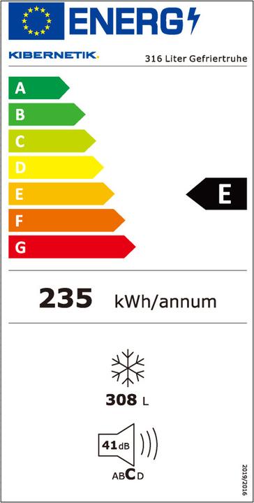 Energie-Label Kibernetik 316l (Freistehend, 308 l)