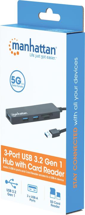 Produktbild Manhattan USB 3.0 mit Kartenleser (USB-C, 3 Ports)