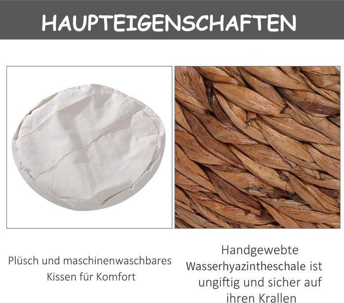 Produktbild Swisshandel24 Rattan Katzenhöhle Katzenbett Katzenkorb Katzenkörbchen Katzenhütte mit Kissen Haustierbett Wasserhy (Katze)