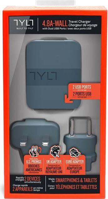 Immagine prodotto Tylt Adattatore da viaggio doppio USB grigio