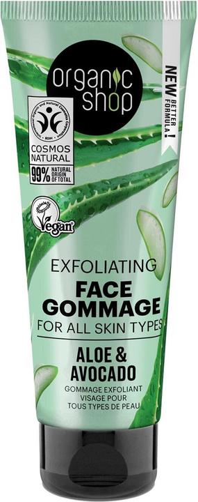 Actual product image Organic Shop Avocado and Aloe Face Scrub for All Skin Types 75ml (Exfoliation, 75 ml)