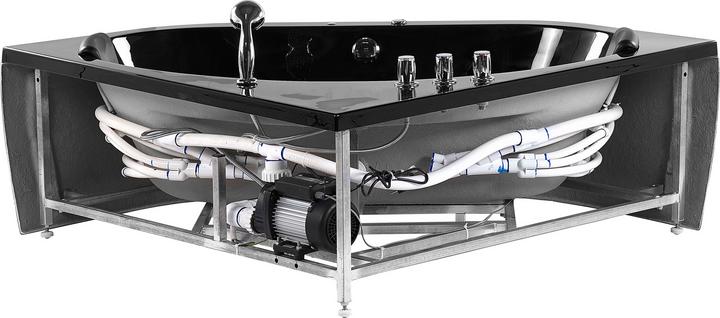 Produktbild Beliani Whirlpool Badewanne schwarz Eckmodell mit LED 140 x 140 cm MEVES (270 l, 140 cm, 140 cm)