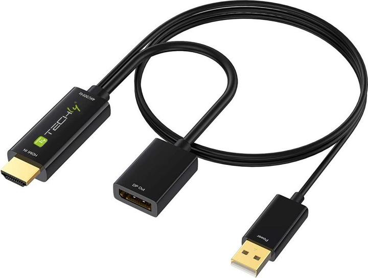 Produktbild Techly Adapter HDMI M auf DisplayPort F + USB-A M 4K 60Hz (HDMI)