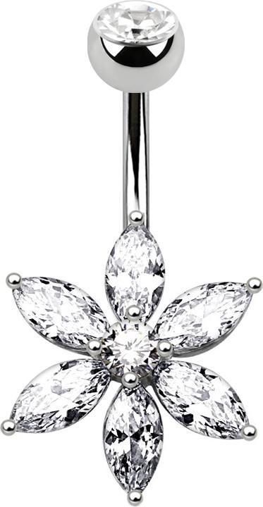 Immagine prodotto Star Piercing Banana in argento con fiore di cristallo in argento (Acciaio chirurgico 316L, Ottone)