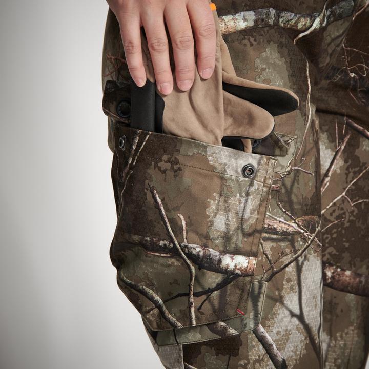 Actual product image Solognac Hunting rain trousers Treemetic 500 ladies warm waterproof low noise camouflage (44)