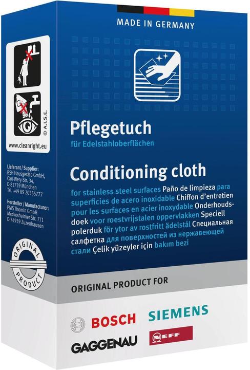Actual product image Siemens Stainless steel care wipes (5 pcs.)