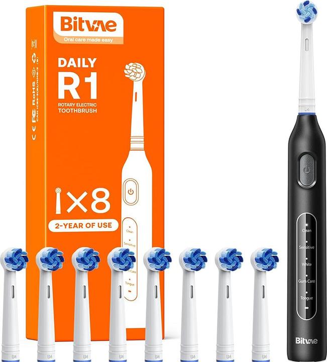 Produktbild Bitvae - Electric Toothbrush (BVR1) - with 8 Heads - Black