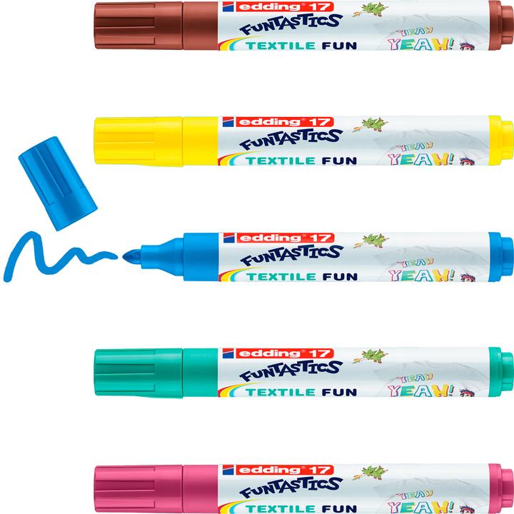 Actual product image Edding Textile marker 17 Funtastics Set of 5 (Multicoloured, 3 mm, 5 x)