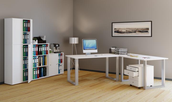 Produktbild VCM Eckschreibtisch Lona Tiefe 80 cm U Alu Silber (160 x 80 x 76 cm)