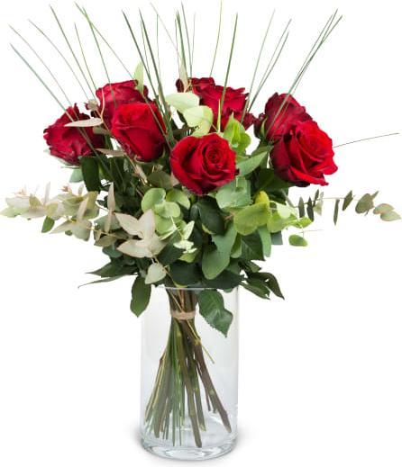 Fleurop 9 roses rouges avec verdure (Fleurs coupées)