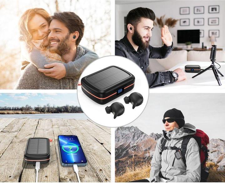 Immagine prodotto Choetech Cuffie Bluetooth TWS SOLAR con powerbank da 2500mAh - Nero (8 h, Senza fili)