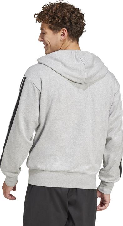 Immagine prodotto adidas Felpa con cappuccio Essential Three Stripes French Terry Fullzip da uomo, Grigio medio/Nero, XL (XL)