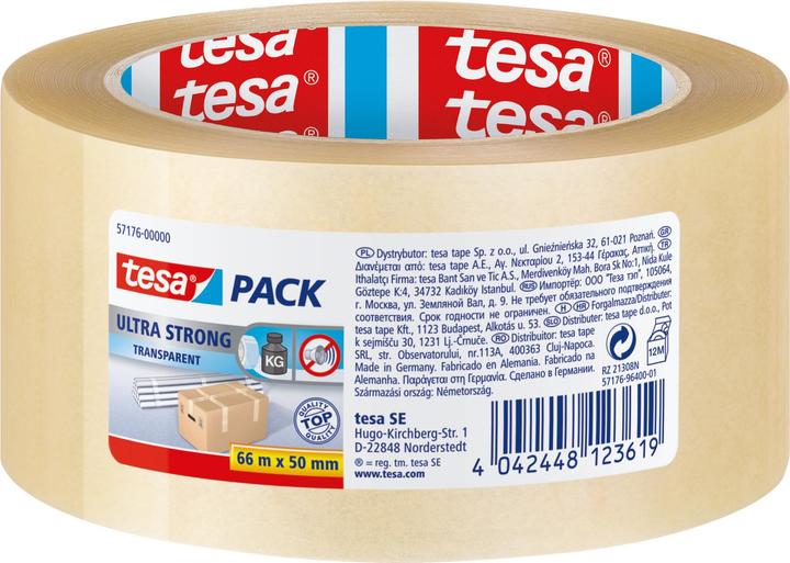 Produktbild tesa tesapack ULTRA STRONG Paketklebeband - PVC Packband für festes Verpacken und sicheres Bündeln (50 mm)