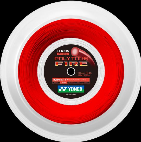 Actual product image Yonex TPTFIRE125-2 Poly Tour Fire 125 roll 200m red, 1.25mm