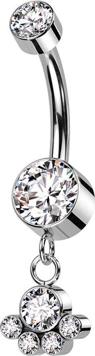 Immagine prodotto Star Piercing Banana filo interno argento due cilindri cristallo argento ciondolo cinque cristalli argento (Titanio G23, senza ottone)