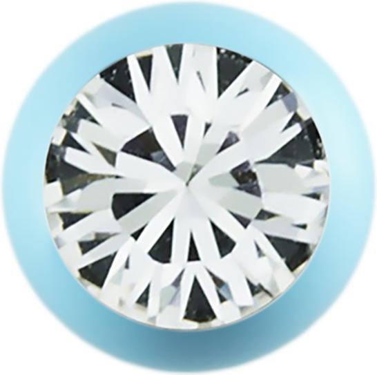 Star Piercing Micro Kugel pastellhellblau mit Swarovski silber (ohne Messing, Chirurgenstahl 316L)