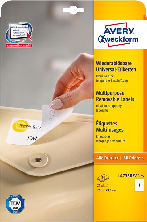 Produktbild Avery Universal-Etiketten, ablösbar