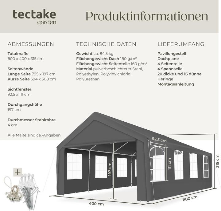 Actual product image tectake Mammut (800 cm, 400 cm)