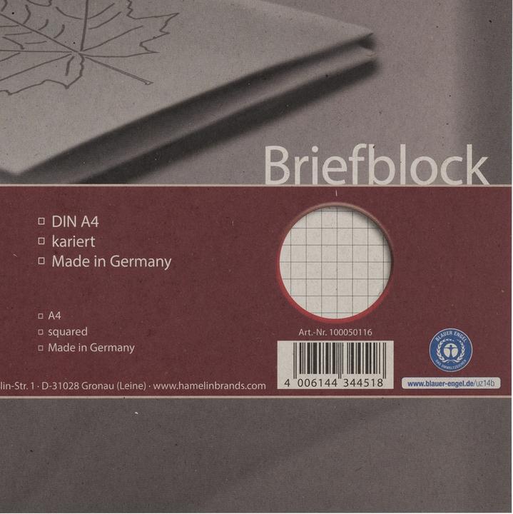 Image du produit Landré Bloc-notes recyclé A4 collé en tête (A4, Quadrillé, Couverture rigide)