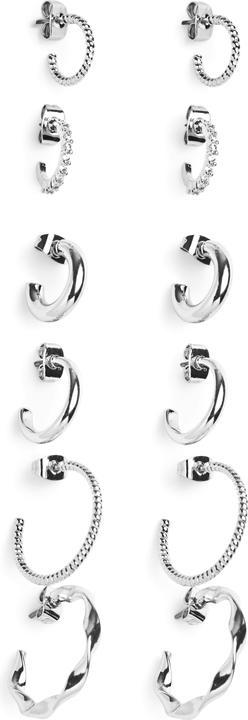 Image du produit Pieces Pcdiona Hoop Earrings 6-Pack Noos (5% Titane, 92% laiton, 3% Verre)