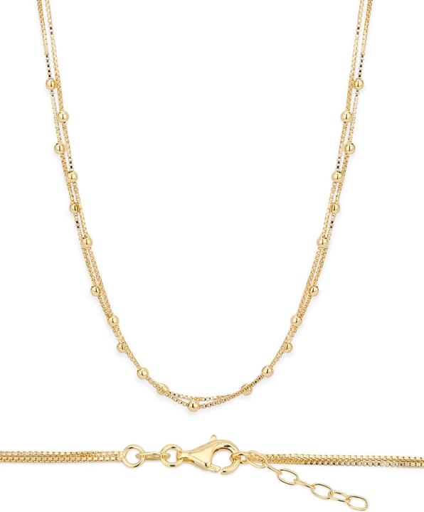 Leyda Halskette Kugel (vergoldet 750 / 18 K Gold, Silber 925, 34 - 40 cm)