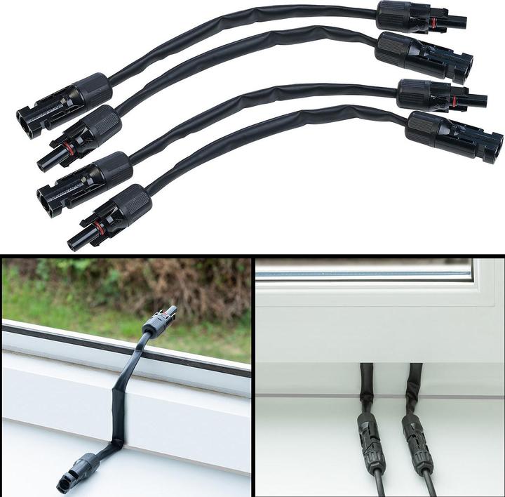 Actual product image Revolt Set of 4 weatherproof, extra-flat solar cables, for feed-through, MC4-compatible (Solar cable)
