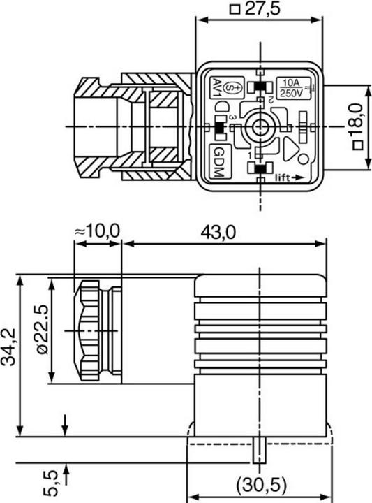Actual product image Hirschmann Rectangular connector GDM -