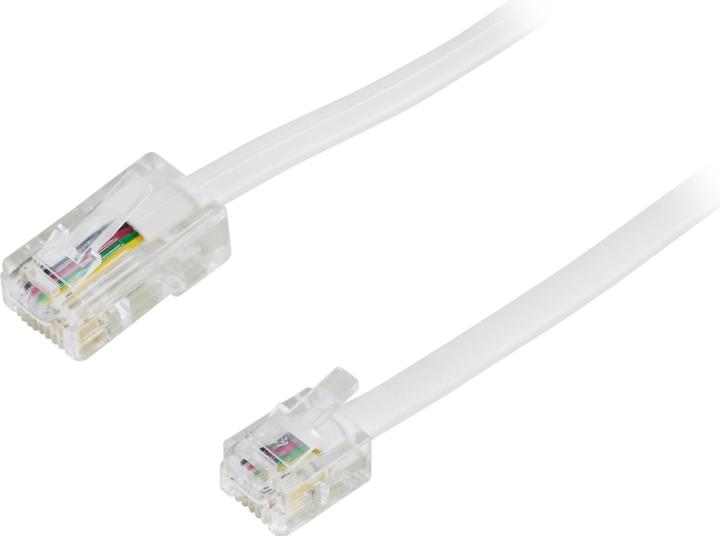 Deltaco modular cable 8P4C to 6P4C RJ11 2 m vit