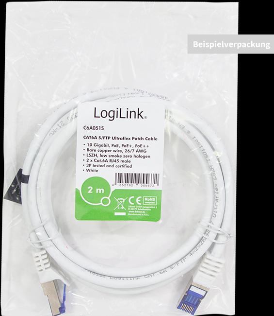 Immagine prodotto LogiLink Cavo patch Ultraflex, Cat.6A, S/FTP, 0,25 m, whiteá (S/FTP, CAT6a, 0.25 m)