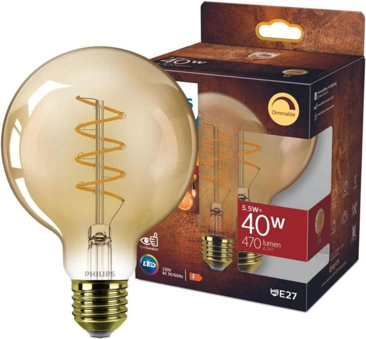 Actual product image Philips Amber (E27, 5.50 W, 470 lm, 1 x, F)