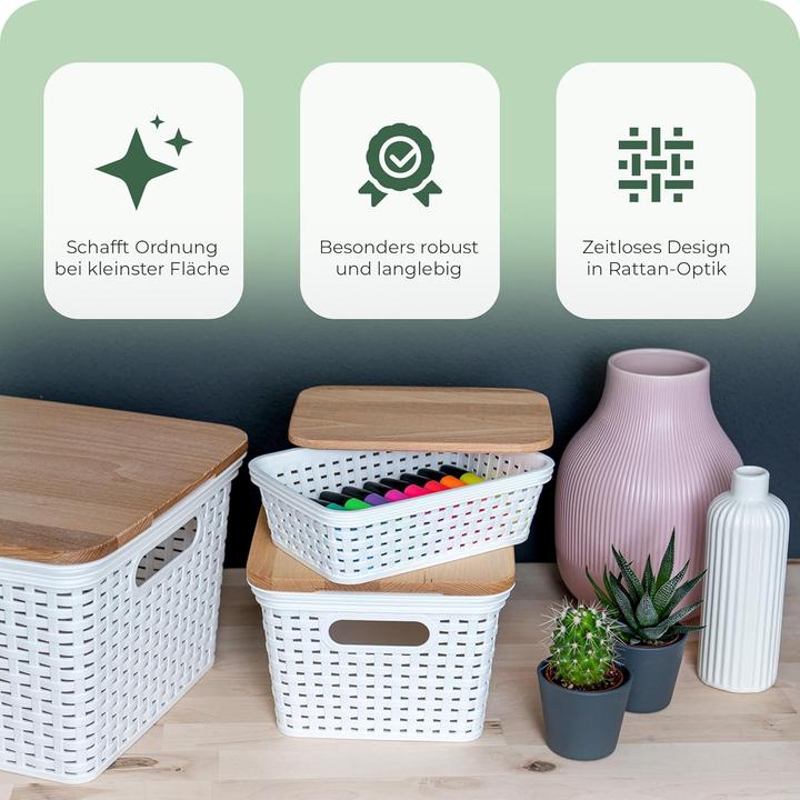 Image du produit Novaliv Boîte de rangement avec couvercle Mini panier 1L blanc en rotin design stockage alimentaire (1 l)