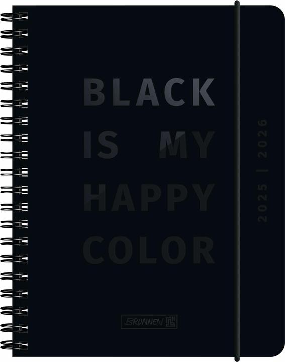 Actual product image BRUNNEN Schlerk calendar (2025/2026) 'Black', 2 pages = 1 week, A6, 208 pages, paper cover (A6, English, Dutch)
