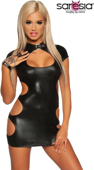 Actual product image Saresia Wetlook mini dress with 3 openings (S)