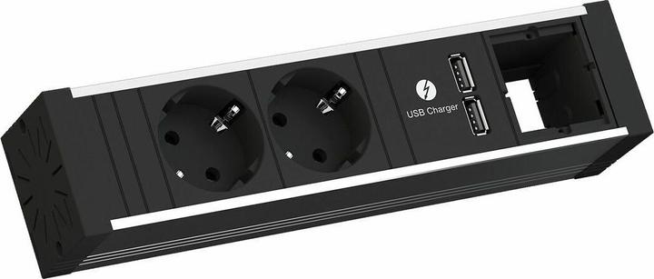 Produktbild Bachmann VENID 2x Schutzkontakt 1x ABD 1x USB-Charger schwarz (2 x, CEE 7/3, USB, 0.20 m)