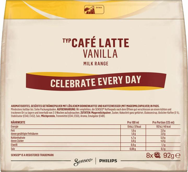 Actual product image Senseo Cafe Latte Vanilla 8Er (8 x Port.)