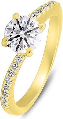 Brilio Silver - Gold plated engagement ring with clear zircons RI138Y - Circuit: 54 mm (54)