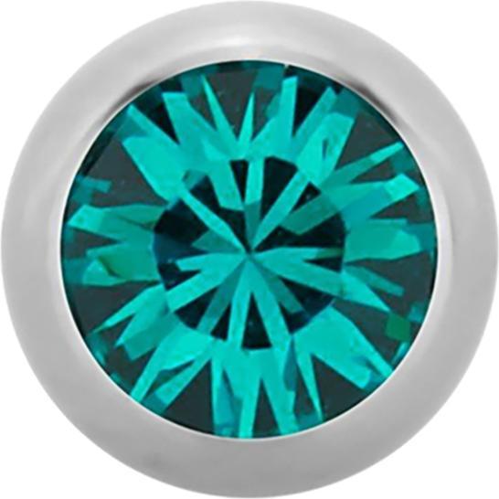 Star Piercing Micro Kugel High Polished mit Swarovski türkis (Chirurgenstahl 316L, ohne Messing)