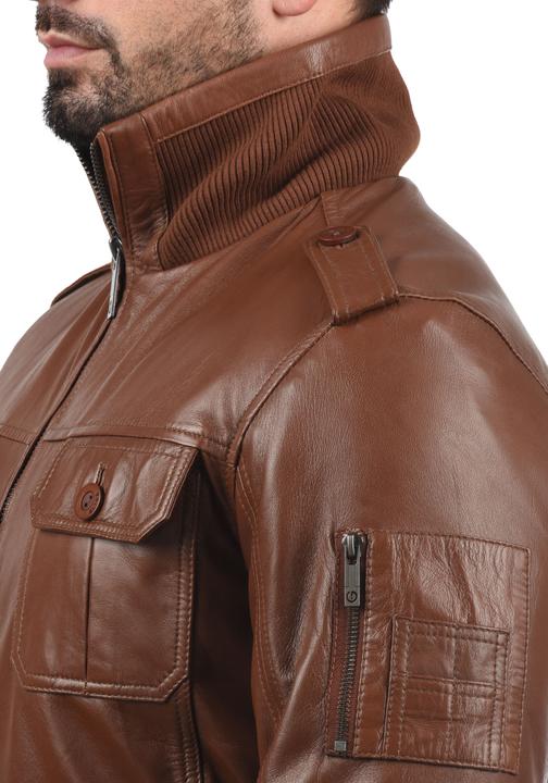 Immagine prodotto Solid Giacca In Pelle Giubotto Di Pelle Giacche Da UomoCon Collo Alto Vera Pelle (3XL)
