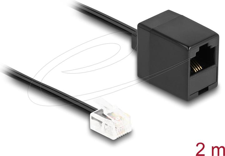 Produktbild Delock Telefonkabel RJ11 Stecker zu RJ45 Buchse schwarz 2 m