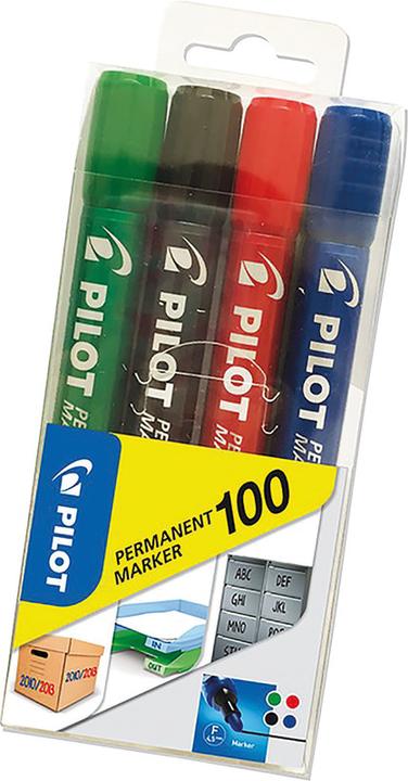 Produktbild Pilot Permanent-Marker 100 (Multicolor, 1 mm, 4 x)