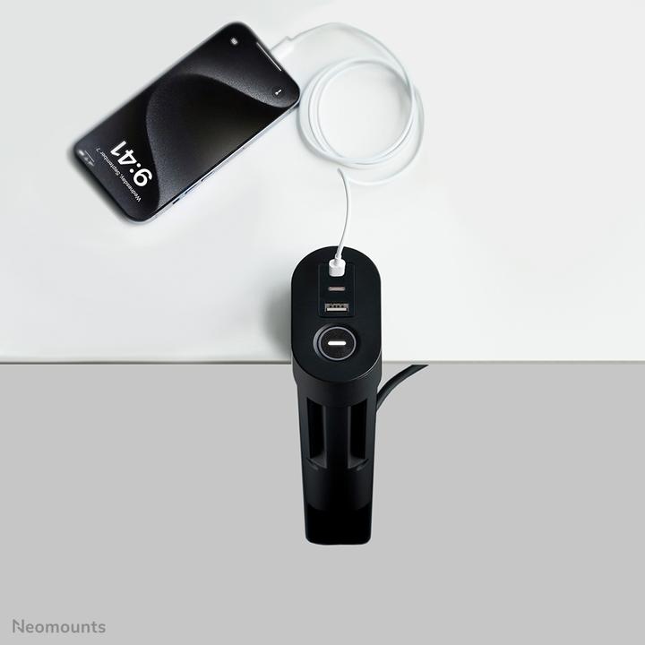 Produktbild Neomounts Tischsteckdose mit Klemme 3-fach/230V/USB-A/2xUSB-C/schwarz (Tisch)